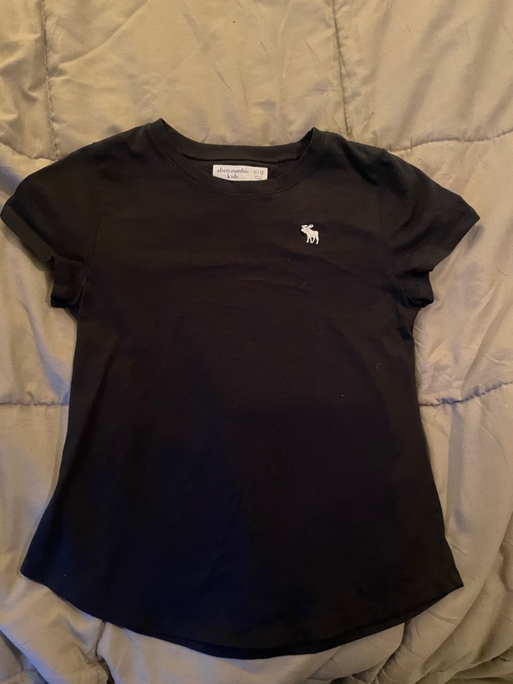 abercrombie kids Black Tee with White Moose Logo